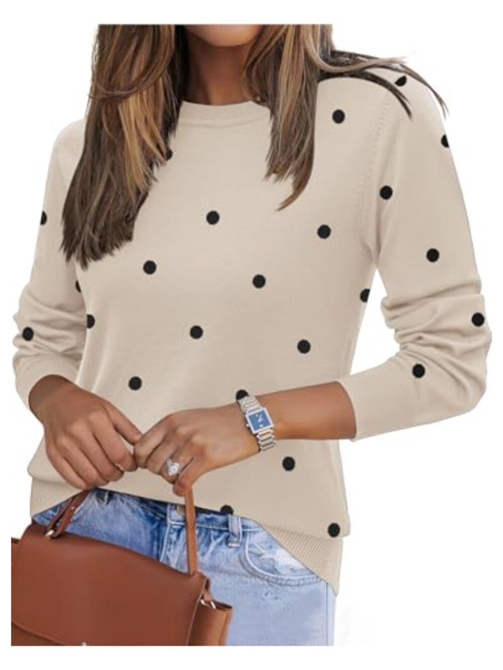 Zeagoo Womens Crew Neck Long Sleeve Pullover Sweater 100% Viscose Knit Top